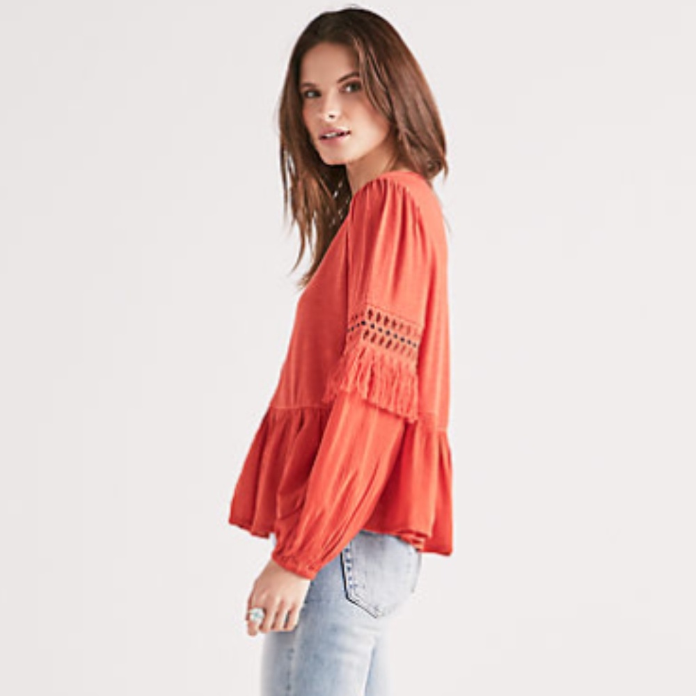 SOLD Perfect Fall Cutout Peasant Lucy Brand Blouse - Picture 5 of 8
